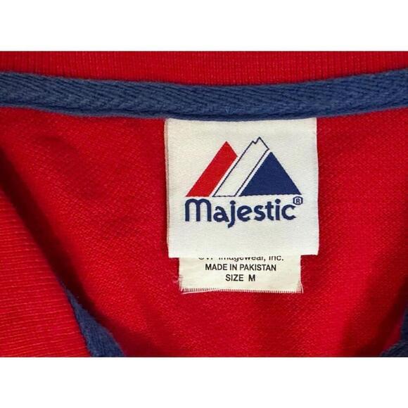 Majestic Men’s Philadelphia Phillies Short Sleeve Polo Shirt Red/Navy/White Sz M - Picture 6 of 9